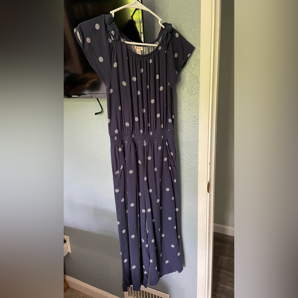 Cat & Jack Navy and White Polka Dot jumpsuit
